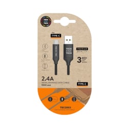 Cabo TechOneTech USB-A Macho para USB-C Macho 1m - Revestido de Nylon Trançado - TechOneTech TEC2003