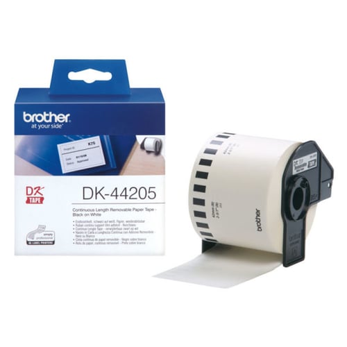 Fita contínua de papel térmico REMOVÍVEL (branca). Largura: 62 mm. Comprimento: 30,48 m - Brother DK44205