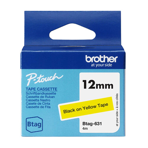 Fita Btag-631, 12mm, preto sobre amarelo - Brother BTAG-631