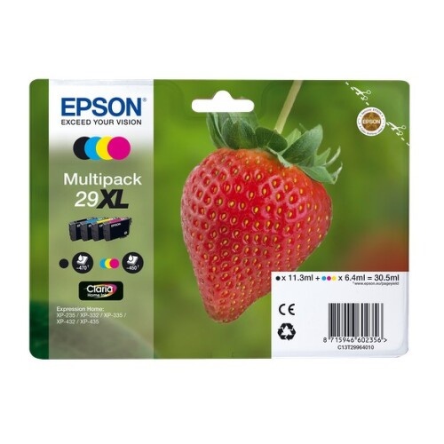 Pacote com 4 cartuchos de tinta originais Epson T2996 (29XL) - C13T29964012 - Epson C13T29964012