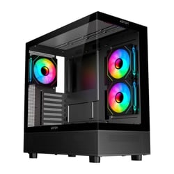 Abysm Danube Sava H400 Prime Black Tower Case ATX, Mini-ITX, Micro ATX - Vidro temperado lateral e frontal - 3,5" e 2,5" - USB-A, USB-C e áudio - 3 ventoinhas ARGB instaladas - Arrefecimento líquido - Suporta arrefecimento líquido - Abysm 289922
