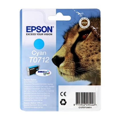 Epson Cheetah Tinteiro Cyan T0712 Tinta DURABrite Ultra - Epson C13T07124020