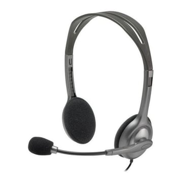 Logitech H111 Auscultadores estéreo com microfone - Microfone rotativo - Banda para a cabeça ajustável - Ficha de 3,5 mm - Cabo de 1,80 m - Cinzento - Logitech 981-000593