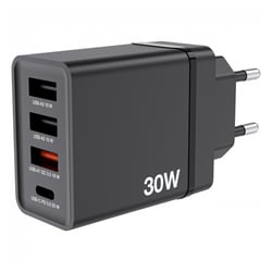 VERBATIM CARREGADOR 30W 1x USB-C PD 1xUSB-A QC 3 2xUSB-A BLACK - Verbatim 49700