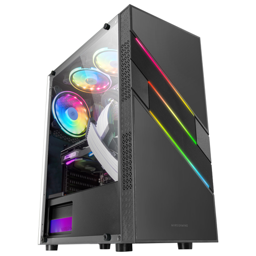 Caixa MARS GAMING MC-U3 ATX CASE, ARGB FRONT, 12CM ARGB FAN, GLASS, ARGB CABLE, BLACK - Mars Gaming MCU3