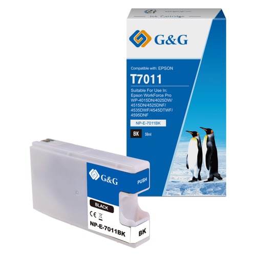 G&G Epson T7011 Preto Cartucho de Tinta Compatível, 59 ml - Tinteiro Compatível C13T70114010
