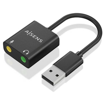 Conversor USB-A para Áudio 48KHz da Aisens - USB-A/M-2xJACK 3.5/H - 10cm - Preto - Aisens 260997