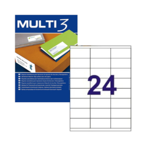 Etiquetas 070x035mm 100Fls A4 Multi3 2400un - Multi3 APL04703
