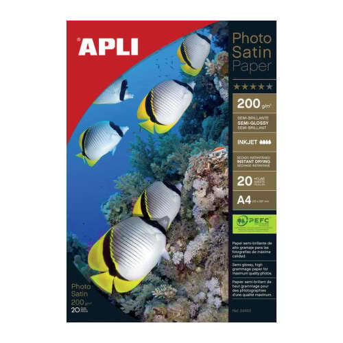 Apli Papel Fotografico Photosatin A4 200g 20 Hojas - APLI 04453