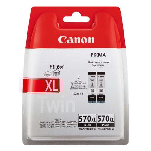 Pacote Preto Canon PGI570XL com 2 Cartuchos de Tinta Originais - 0318C007 - Canon 0318C007