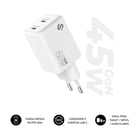 Carregador de parede Subblim GaN 45W - 2xUSB-C - Carregamento ultrarrápido - Cor branca - Subblim SUBCHG-6G4520