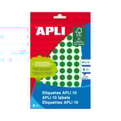 Etiquetas Redondas 10mm Verde 1008un - APLI APL02733
