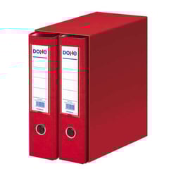 Dohe Modulo de 2 Armários de Arquivo Folio Lombada Larga com Anel e Rado - Cartão forrado a Polipropileno - Protectores de Cantos Metálicos - Alavanca de Alta Qualidade - Vermelho - Dohe 90131