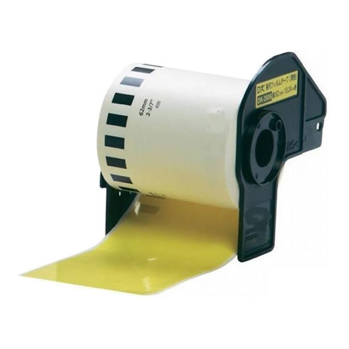 Fita contínua de Papel térmico removível (amarela). Largura: 62 mm. Comprimento: 30,48 m - Brother DK-44605C (Compatível)