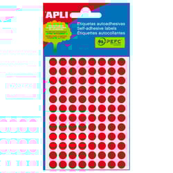 Apli Mini Etiquetas para Sacos Vermelho Fluorescente Ø 8.0mm 3 Folhas - APLI 208176