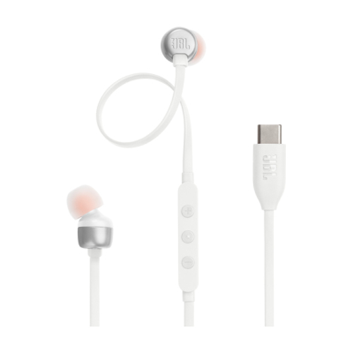 JBL EARPHONES TUNE T310 HIRES AUDIO & PURE BASS USB-C WHITE - JBL JBLT310C-WHITE