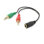 Equipar Cabo de Áudio Jack 3,5mm Fêmea para 2x Jack 3,5mm Macho - Comprimento 13cm - Cor Preto - Equip EQ147942