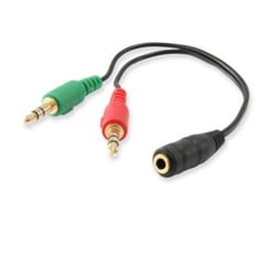 Equipar Cabo de Áudio Jack 3,5mm Fêmea para 2x Jack 3,5mm Macho - Comprimento 13cm - Cor Preto - Equip EQ147942