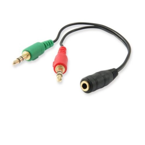 Equipar Cabo de Áudio Jack 3,5mm Fêmea para 2x Jack 3,5mm Macho - Comprimento 13cm - Cor Preto - Equip EQ147942