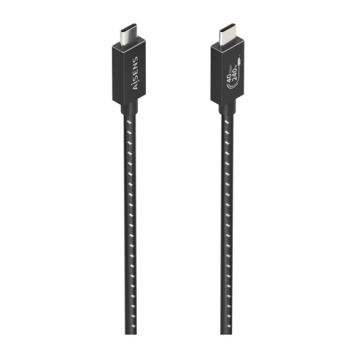 Aisens USB4 Gen3x2 Alumínio 40Gbps 8K@60Hz 5A 48V 240W E-Mark - Tipo USB-C/M-USB-C/M - 1,5 m - Cor preta - Aisens 294307