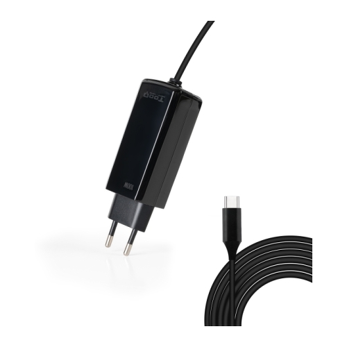 Carregador para portátil Tooq GaN USB-C/PD 100W - Cabo de 1,80m - Preto - Tooq 306598
