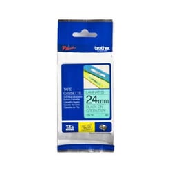Fita laminada. Texto preto sobre fundo verde. Largura: 24 mm. Comprimento: 8 m - Brother TZe751