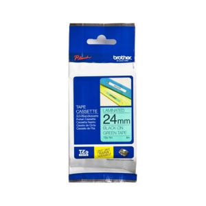 Fita laminada. Texto preto sobre fundo verde. Largura: 24 mm. Comprimento: 8 m - Brother TZe751