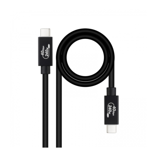 Cabo USB Nanocable 4 Gen 3x2 40Gbps 5A/240W - USB-C/M-USB-C/M - 1m - Preto - Cor preta - Nanocable 275782