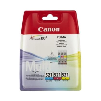 Canon CLI-521 C/M/Y tinteiro 3 unidade(s) Original Ciano, Magenta, Amarelo - Canon CLI521CMY