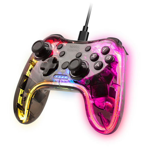 Comando MARS GAMING MGP-C GAMEPAD, NEON RGB, DUAL HAPTIC, SWITCH, PC, MAC, PS3, ANDROID, RP PI - Mars Gaming MGPC