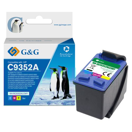 G&G HP 22XL Cartucho de Tinta Reestruturada a Cores - Substitui C9352AE/C9352CE - GG GG GG-22XL