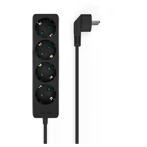 Aisens Multiple Power Strip 4 Outlets sem Switch com Cabo 3×1,5mm2 - 1,4m - Cor Preta - Aisens A154-0534