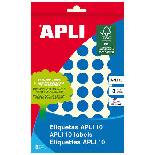 Etiquetas Apli 10 Azul Ø 13mm 8 Folhas - APLI 207971