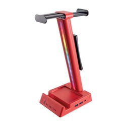 SUREFIRE GAMING SUPORTE 2xHEADSET VINSON N2 RGB LEDS C/ HUB 2xUSB3 1xUSB-C RED - SureFire 48848