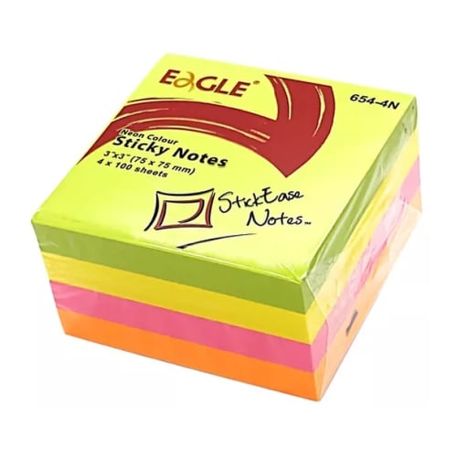 Bloco Notas Aderentes 075x075mm Eagle Neon Cubo 400 Folhas - Eagle 1621056