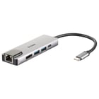 D-Link USB?C 5 em 1 Hub 2 portas USB 3.0 + 1 HDMI + 1 RJ45 - Plug & Play - D-Link 119102