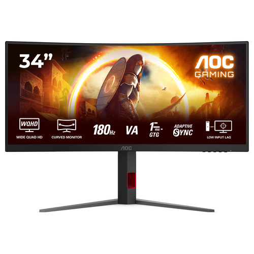 AOC MONITOR VA 34" 21:9 WQHD 1MS 180HZ HDMI DP HAS CU34G4 - AOC CU34G4