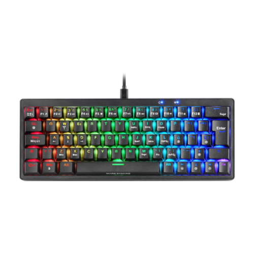 MARS GAMING MKMINIPRO HOT-SWAPPABLE RGB MECHANICAL 60 KEYBOARD LINEAR LUBRICATED SWITCHES SOFTWARE PORTUGUESE LAYOUT BLACK - Mars Gaming MKMINIPROYPT