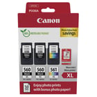 Canon PG-560XL/CL-561XL Conjunto de 3 Tinteiros Originais + Papel Fotográfico Brilhante GP-501 - 3712C012 - Canon 3712C012