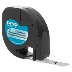 Dymo LetraTag S0721530 Cinta de Etiquetas Original para Rotuladora - Texto negro sobre fondo transparente - Ancho 12mm x 4 metros (12267) - Dymo S0721530
