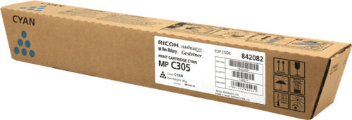 Ricoh Aficio MP-C305/MP-C305SPF Cyan Original Toner Cartucho - 842082/841595/MPC305E - Ricoh 842082