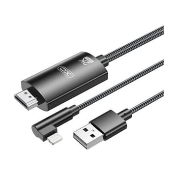 XO Adaptador de Cable Lightning A Hdmi - Longitud de 1.8m - Soporte de Resolucion 2K(60Hz)&#47;1080P - Intercambio de Datos y Audio - Fuente de Alimentacion USB - Color Negro - XO XOGB008