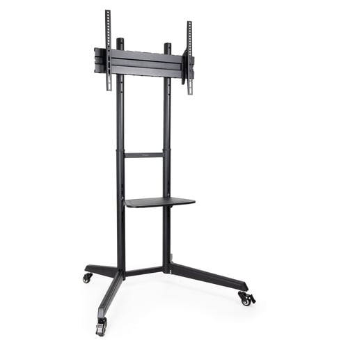 Suporte de chão Tooq Ramses com rodízios para ecrãs de 37" a 70" - Rodízios de bloqueio - Prateleira - Gestão de cabos - Peso máximo 50kg - VESA máx. 600X400mm - Preto - Tooq 218637