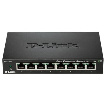 D-Link Switch 8 Portas Fast Ethernet Gigabit 10/100 Mbps - D-Link DES-108