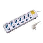 EWENT BLOCO TOMADAS 6x 1.5M ON/OFF EACH PORT SURGE PROTECTOR WHITE - Ewent EW3932