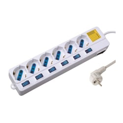 EWENT BLOCO TOMADAS 6x 1.5M ON/OFF EACH PORT SURGE PROTECTOR WHITE - Ewent EW3932