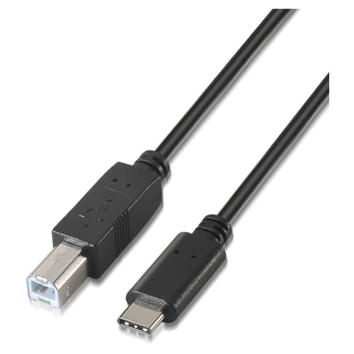 Cabo de impressora USB 2.0 Aisens 3A - Tipo USB-C/M-B macho - 2,0 m - Cor preta - Aisens A107-0054