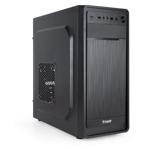 Caixa Tooq Semitower ATX/MicroATX/Mini-ITX - Tamanho de disco suportado 3,5", 2,5" - USB3.0, 2.0, HD Audio - Unidade de 120 mm incluída - Corta preta - Tooq 232182