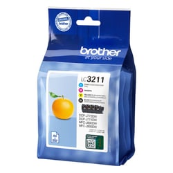 Pack de 4 Tinteiros (BK/CM/Y). Duração estimada: até 200 páginas cada cor (segundo ISO/IEC 24711) - Brother LC3211VAL