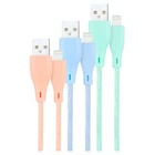 Nanocable Conjunto de 3 cabos com fios USB-A macho para Lightning macho - Comprimento 1m - Cores pastel Rosa, Verde e Azul - Nanocable 10.10.0401-CO1